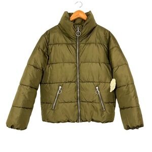 Altar'd State Puffer Jacket Olive Green Full Zip Sz S Lightweight Quilted‎ NWT